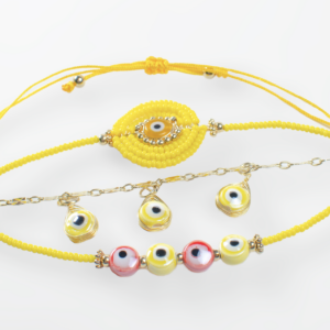 Pulsera triple artesanal con ojo turco - Proteccion y elegancia